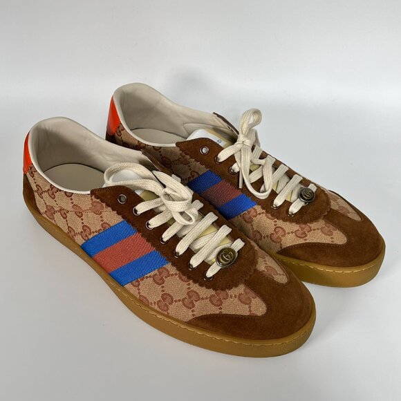 Gucci Original GG Supreme Shoes Mens Size 12 Brown Blue Bee Stripe 521682 KY940G - Picture 3 of 15